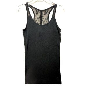 American Eagle AEO Womens Racer Back Ribbed Tank Top Black Lace S Whimsygoth Y2K